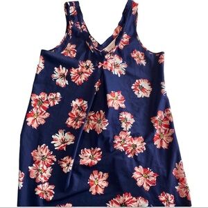 Oscar de la Renta Pink Tank Top Blue Floral Sz Med